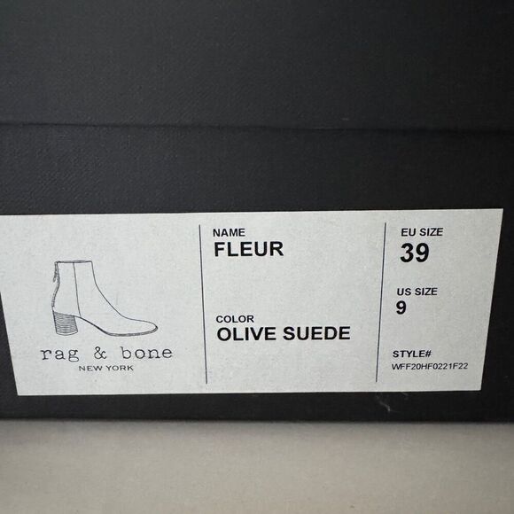 Rag & Bone Fleur Olive Suede Ankle Boots 9 - Picture 9 of 10